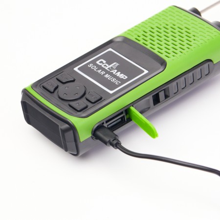 Battery Light, 1,500 mAh, radio, column, with a solar battery, green-5