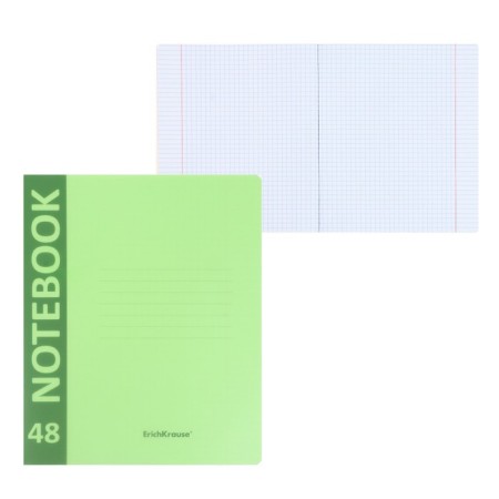 Notebook A5+, 48 sheets in the Erichkrause "Neon" cage, a plastic cover with a "sand" texture, an offset unit, a whiteness is 100%, a green-5
