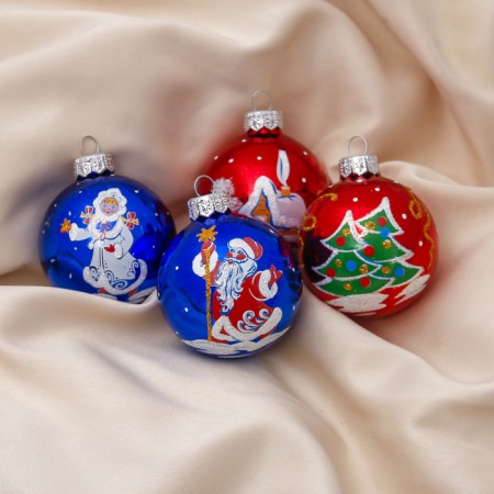 Set of New Year's balls "Present" (set 4 pcs) 6 cm