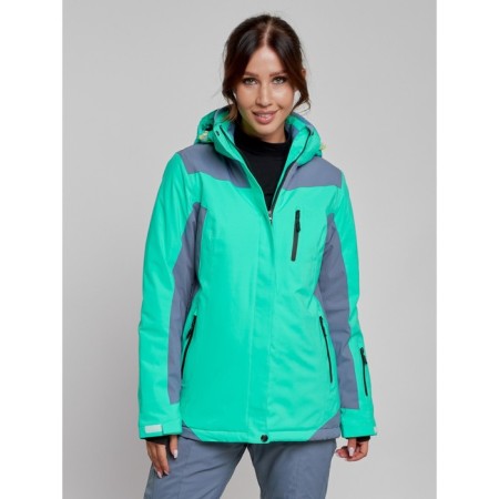 Ski jacket female, size 44, green color-3