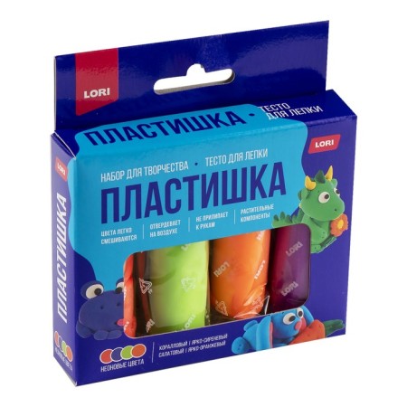 Plashka modeling dough, neon 4 centers. 30 gr
