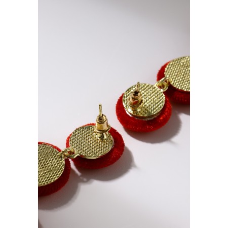Earrings Assorted "Libero" three discs, red color in gold-7