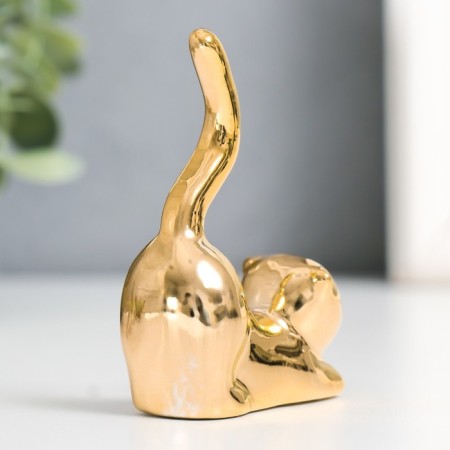 Souvenir Ceramics "Cat - Sucking" gold 5.5x2.4x7.8 cm-3