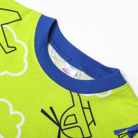 Pajamas for boys, green color/aircraft, height 92 cm-1