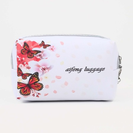Cosmetic bag with lightning, white/red color-1