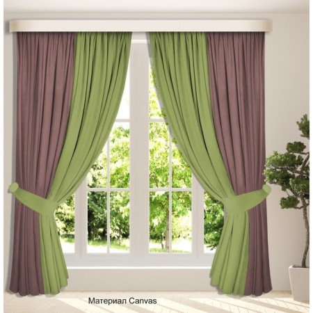 Set of curtains "Canvas", size 200x250 cm, 2 pcs, dusty rose, olive