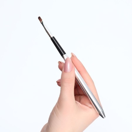Makeup brush, compact, 17.5 cm, black/silver color-8