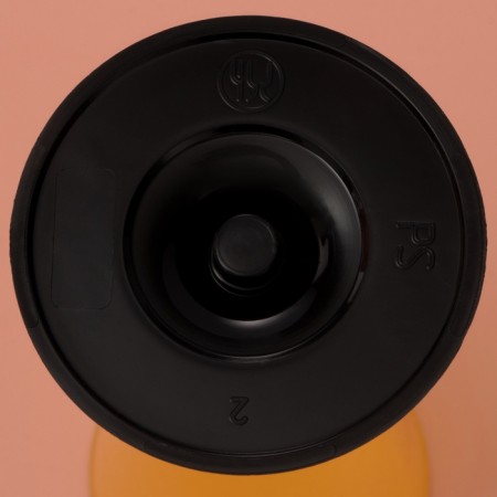 A plastic disposable “cone” plastic glass, 150-180 ml, 6 pcs in packaging, yellow color with a black leg-12