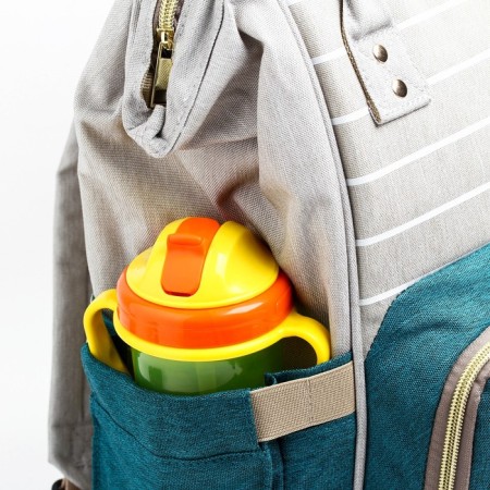 Women's backpack with thermal carman, thermal drum - portfolio, gray/green color-3