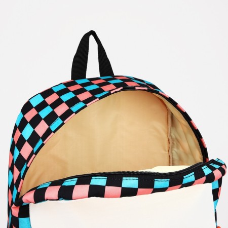 Youth backpack from textiles, 3 pockets, white/pink color-5