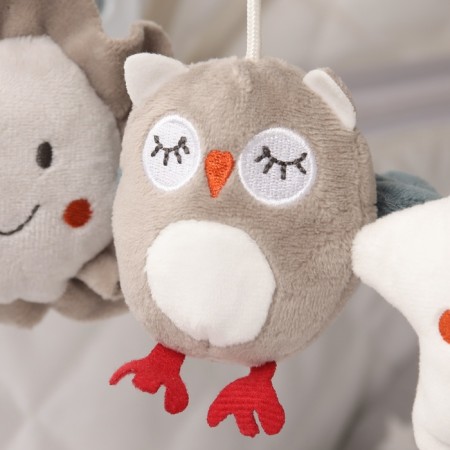 Suspension - rattle "Owl", squeak, rustling, on a crib, stroller, crumb I-8