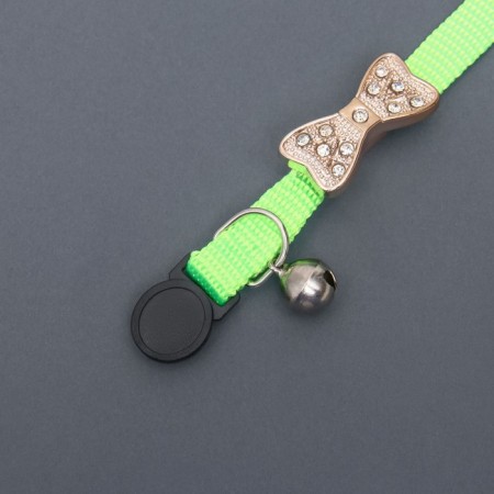 Koshachi collar "bow" with rhinestones, 30 x 1 cm, light green-6