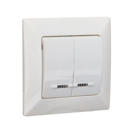 Luazon Lighting "Antei" switch, 10 A, 2 keys, hidden, backlight, white-1