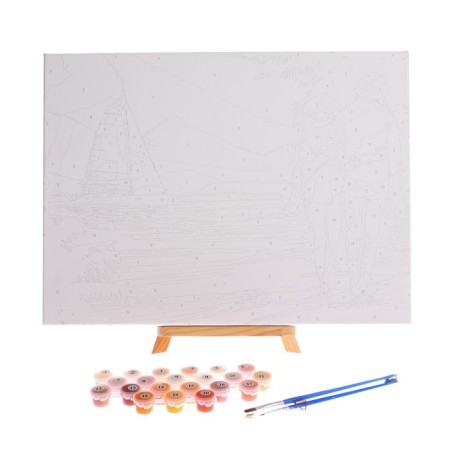 Picture on rooms on canvas with a subframe "Walk on the beach", 40x30 cm-2