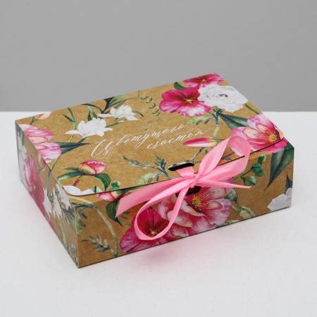 Gift box, packaging, "flowering happiness", 16.5 x12.5 x5 cm-1