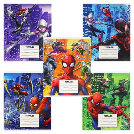 Notebook in a cage 24 sheets, 5 types of mix, embossing, cover coated cardboard, spider man-3