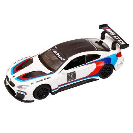 Metal machine BMW M6, 1:43, inertia, doors open, white color-3