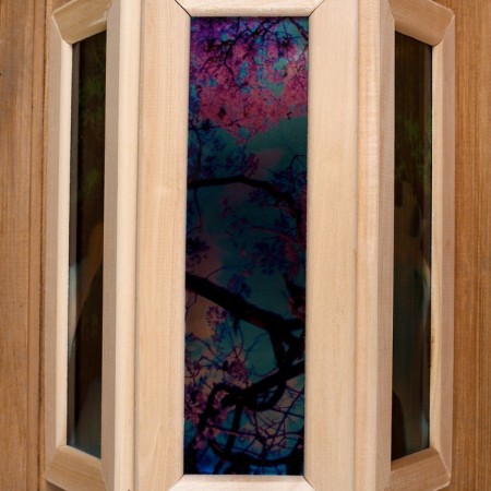 A wooden lampshade "Figure 1" with glass inserts with UV seal, small, 33x29x12cm-2