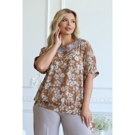 Female blouse, size 58, beige color-1