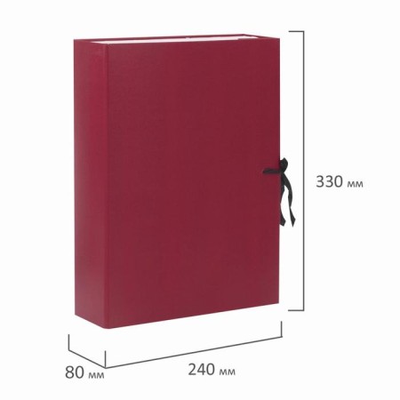 Archive box with A4 Calligrata ties, 80 mm, boumvinyl, up to 700 sheets, burgundy-2