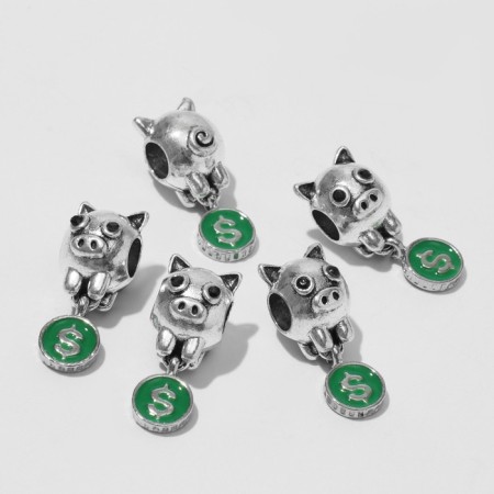 Talisman "Cash Pigles", green color in black silver-1