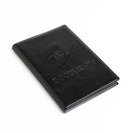 Cover for passport and auto documents, black color-5
