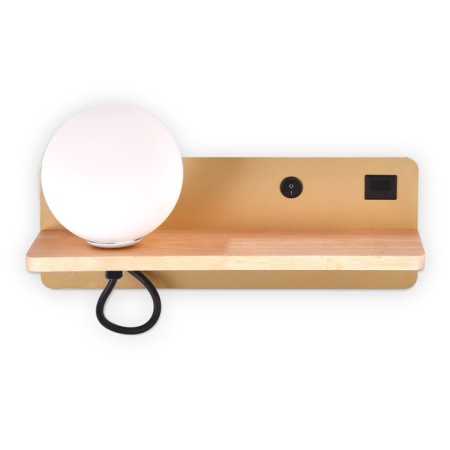 Wall lamp with a switch, USB port and Ambrella Light, Wall, FW520, G9, 4200K, Gold, Light Wood-3