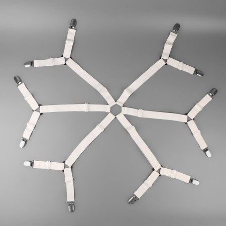 Clamps on elastic band, with regulators, on 4 angles and 2 sides, 2 × 240 cm, white color-2