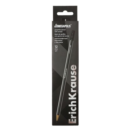 Chernographic pencil with Erichkrause "Megapolis", HB, Grifel D = 2.2 mm, wood, three -sided in the box, black case-8