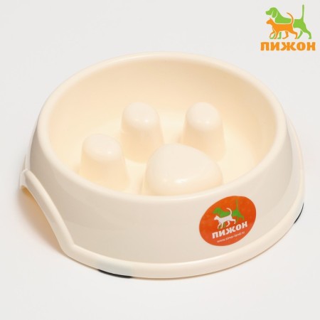 Laping bowl for slow feeding "Paw", 18.5 x 17.5 x 5 cm, beige