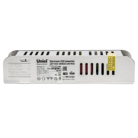 Uniel power supply, 60 watts, IP20, 24 V, 50-60 Hz, 2.5A, 1 output, metallic color-2