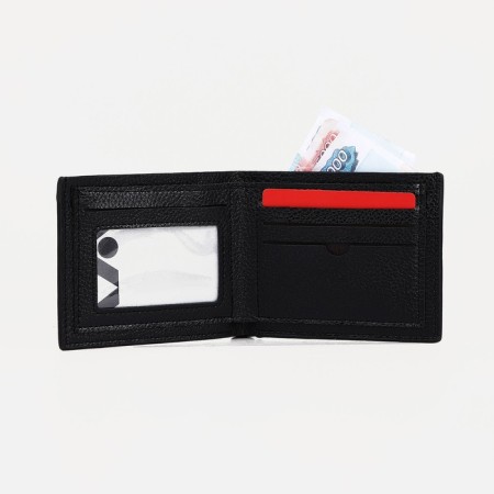 Men's purse for bills, for cards, black color-3