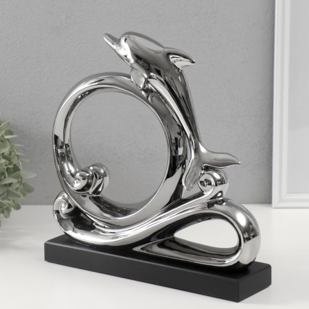 Souvenir Ceramics "Dolphin on the waves" silver 7.5x27.5x27 cm-1