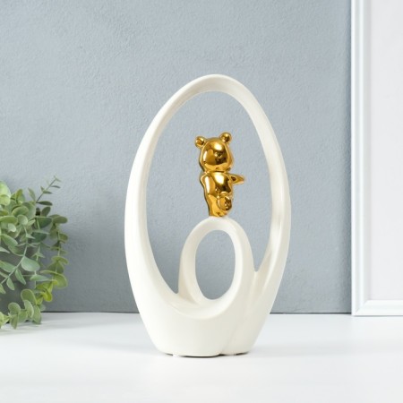 Souvenir Ceramics "Bear - Dreams in reality" White with gold 6x15.5x27 cm-3