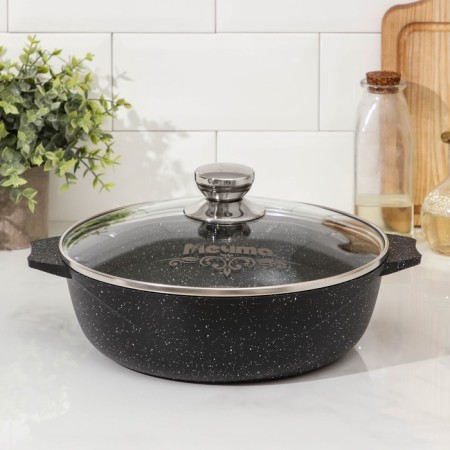Form "granite Black" Induction Pro, 3 l, d = 28, glass cover, anti -stick coating, induction, color black