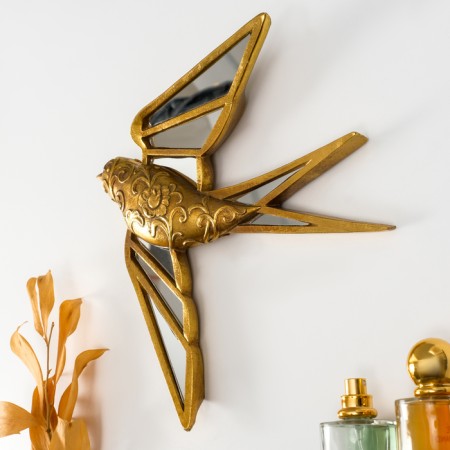 Panel interior polystone "Mirror swallow with patterns" gold 28x4.5x27 cm-1