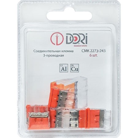 Construction and installation terminal Dori (QMS 2273-243) 3-wired with paste, 6 pcs. In the blister