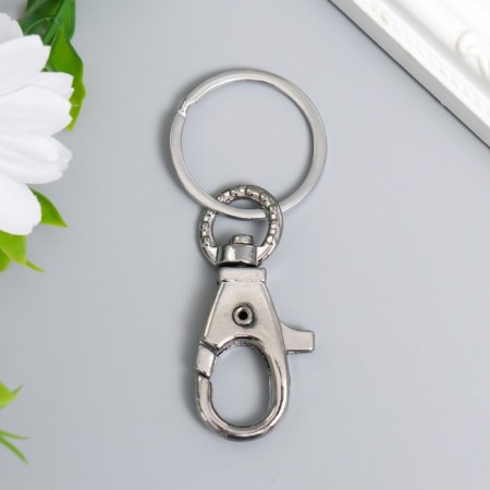 Metal keychain "Carabiner with flat ring" silver 3x7.5 cm