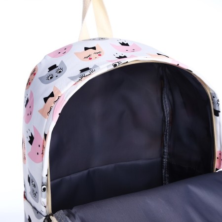 School backpack from textiles with a zipper, 3 pockets, pencil case, white/multi -colored color-7
