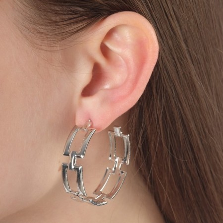 Earrings "Geometry" Antique rectangles, color silver, D = 4-1