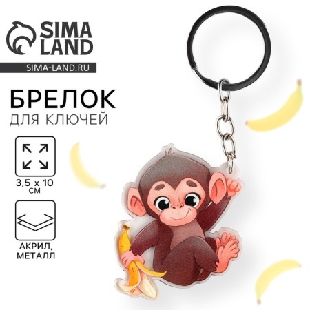 Key keychain children's acrylic "Monkey", 3.5 x 10 cm