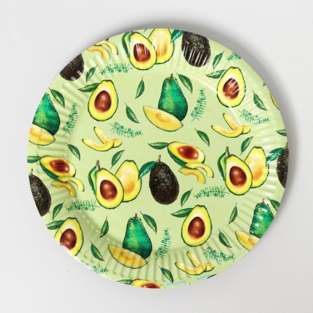 A set of paper utensils disposable avocado ”, 6 plates, 6 glasses, 1 garland-5