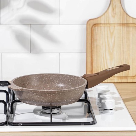 Granite Brown pan, D = 20 cm, anti -stick coating, removable handle, color mix-6