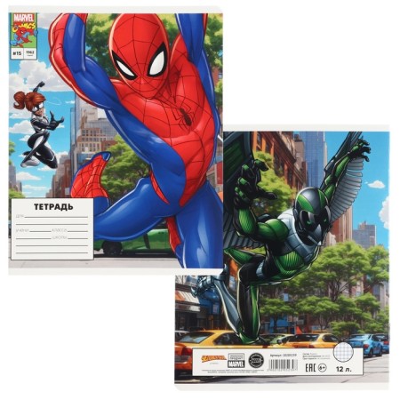 Notebook in a cage 12 sheets, 5 types of mix, cover coated cardboard, spider-man-7