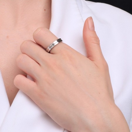 Ring Xuping halo, white color in silver, size 18-1