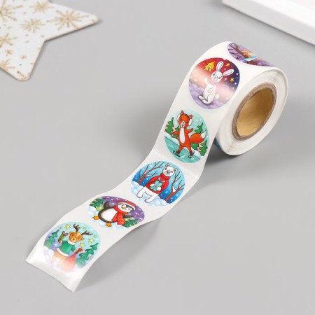 New Year Stick Paper "Beast - Winter Holidays" d = 2.5 cm 252 pcs in roll-4