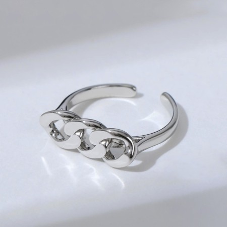 Ring "Chain" is three links, the color is silver, dimensionless-3