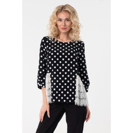 Female blouse, size 44, black color, white