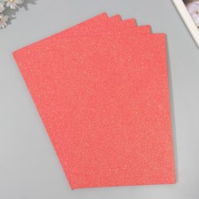 A set of glitter foamiran (5 sheets) 2 mm, 20x30 cm, pink