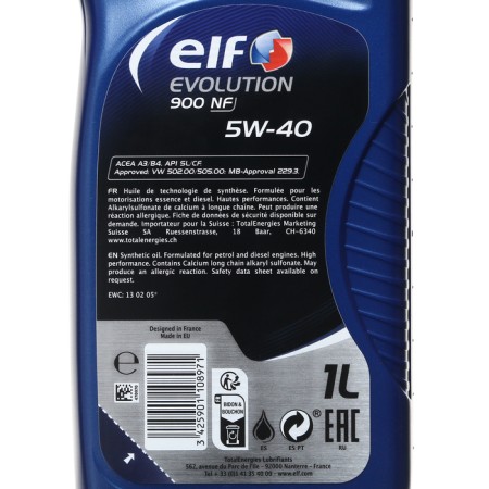Motor oil ELF Evolution 900 NF 5W40 A3/B4, SL/CF, synthetic, 1 liter-2